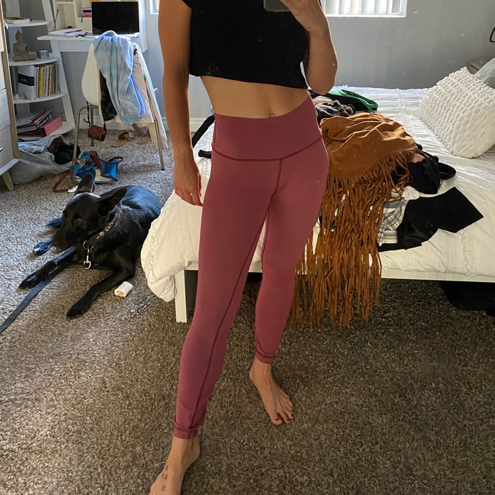 LULU LEMON MID RISE DARK PINK LEGGING